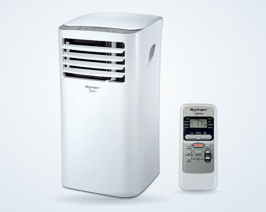 Ar-condicionado portátil Springer Midea 12.000 BTUs com o controle remoto